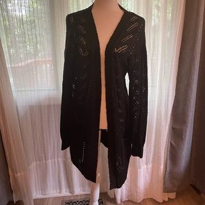 Black open front cardigan
